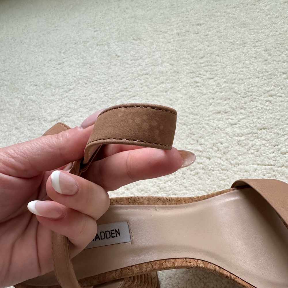 Steve Madden Two Strap Tan “Cork” Heeled Sandal- Size 11 - Picture 16 of 16